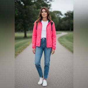 Brooks Pink Running Jacket Windbreaker Lightweight Zip Up